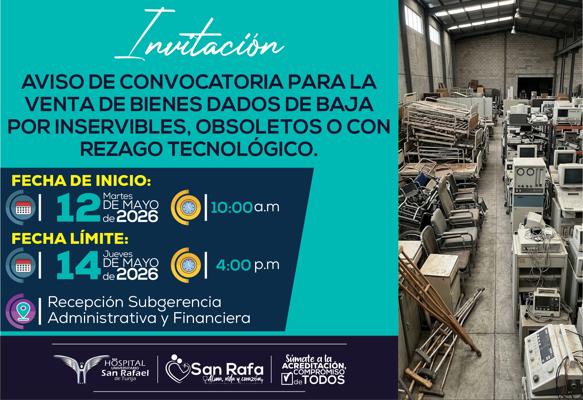 Aviso Convocatoria Para la Venta de Bienes Dados de Baja por Inservibles