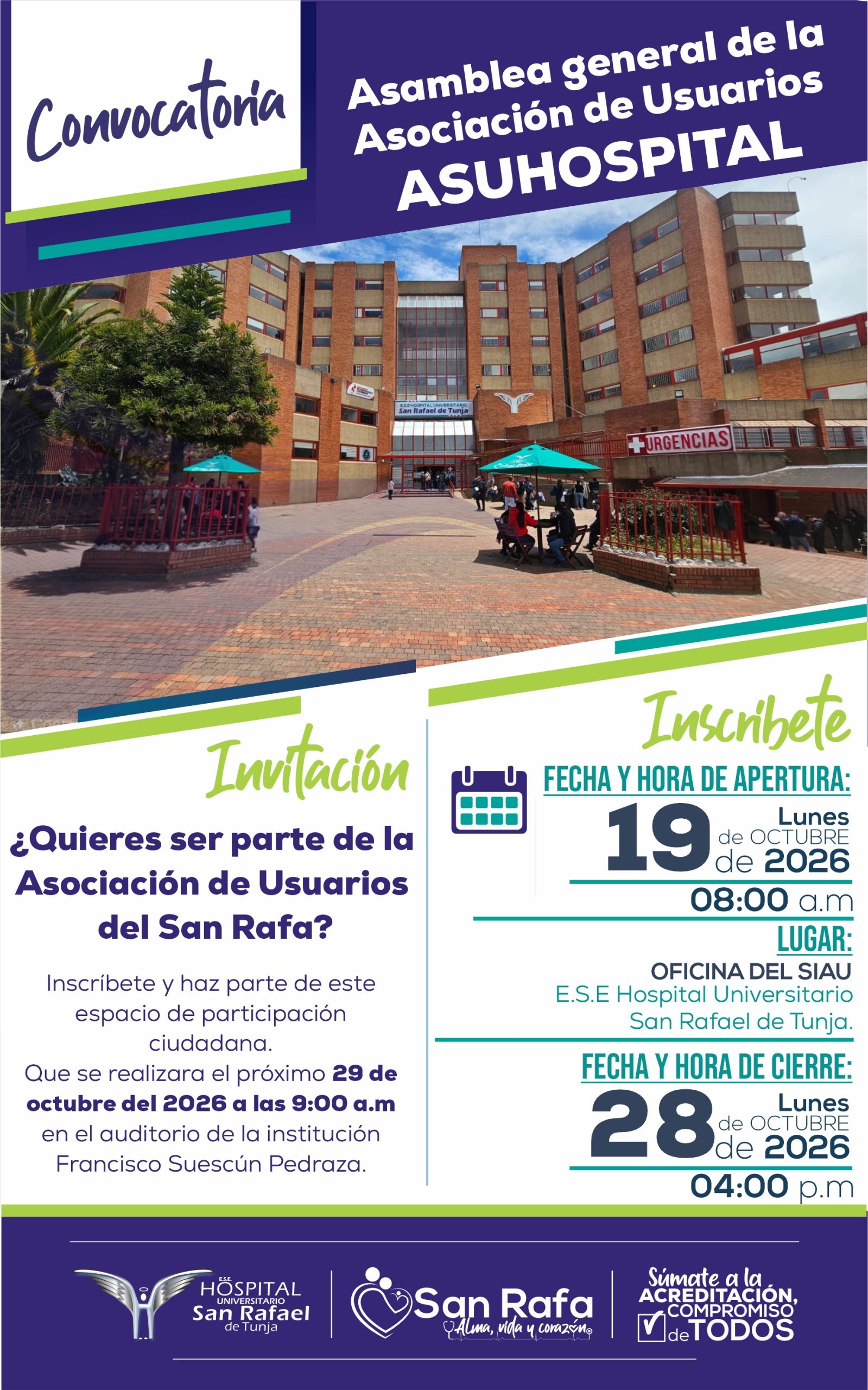 Convocatoria Asamblea General de la Asociación de Usuarios Asuhospital